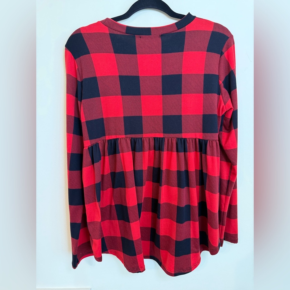 Cream n Sugar Buffalo Plaid Baby Doll Top *GREAT USED CONDITION* - Picture 6 of 7